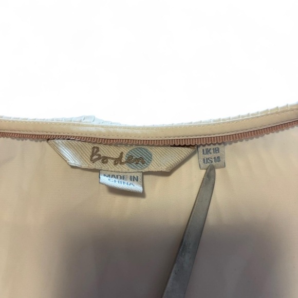 Boden Women's 14 Long Sleeve Ruffle Collar Blouse V Neck Tie White - Picture 4 of 5